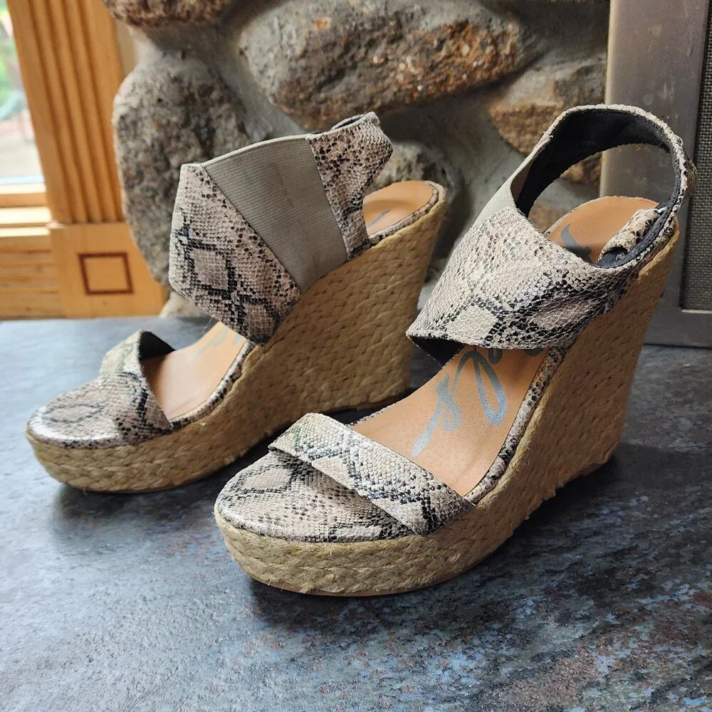 Rebels Kabuki Wedge Snakeskin Sandal Size 7.5